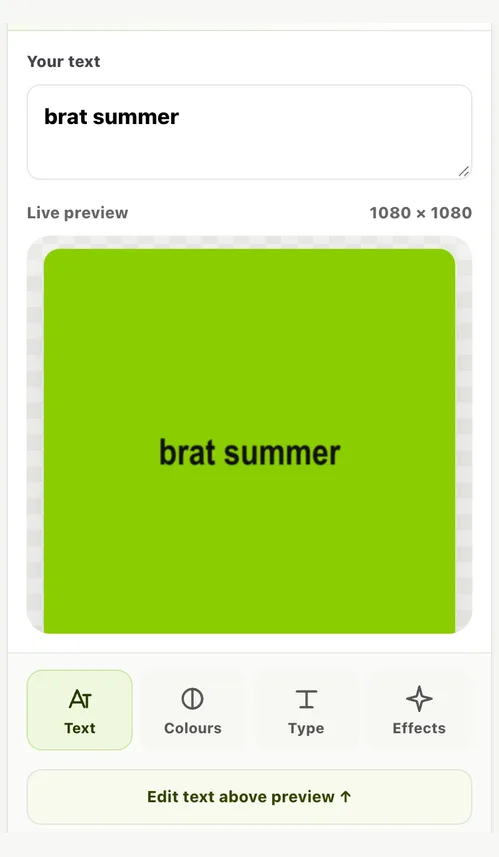 Tutorial image ng Brat Font Generator: i-type ang text na i-i-style