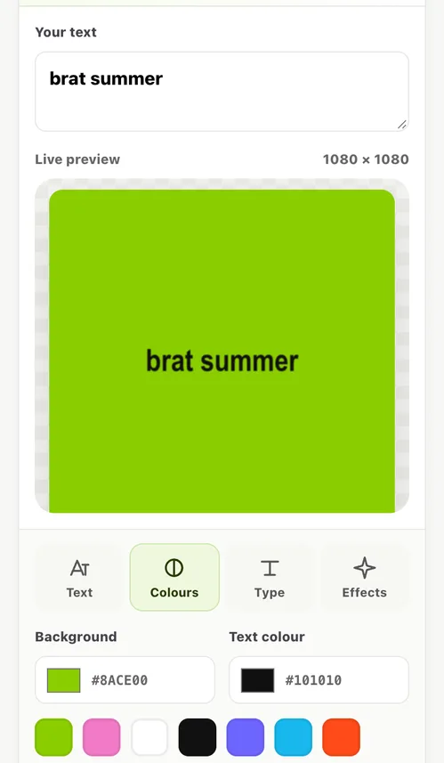 Tutorial image ng Brat Font Generator: ayusin ang font, spacing at alignment