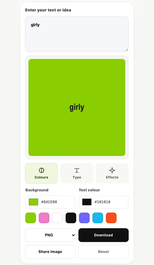 Gambar tutorial Brat Image Generator: masukkan teks yang mau ditampilkan