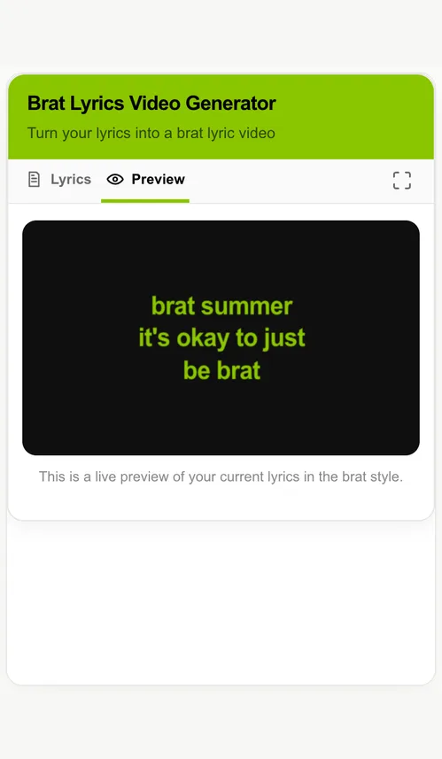 Brat Lyrics Video Generator: langkah membuat urutan dan pratinjau